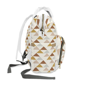 SOUTHWEST MOUNTAIN TRIANGLES // Peach, Grey, Rust & Mustard // Diaper Backpack //