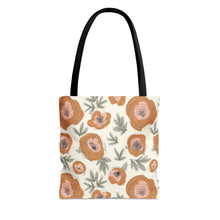 Load image into Gallery viewer, BOHO OUTLINED FLORAL // Cream &amp; Orange // Tote Bag //
