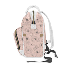 Load image into Gallery viewer, BOHO OUTLINED FLOWERS // Blush // Diaper Backpack //