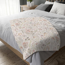 Load image into Gallery viewer, BUTTERFLY RAINBOW FLORAL // Peachy Pink // Velveteen Minky Blanket