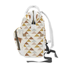 Load image into Gallery viewer, SOUTHWEST MOUNTAIN TRIANGLES // Peach, Grey, Rust &amp; Mustard // Diaper Backpack //