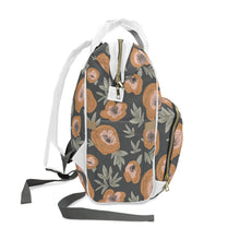 Load image into Gallery viewer, BOHO OUTLINED FLOWERS // Charcoal // Diaper Backpack //