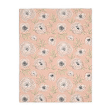 Load image into Gallery viewer, BOHO OUTLINED FLORAL // Peachy Pink // Velveteen Minky Blanket