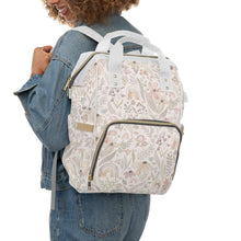 Load image into Gallery viewer, BUTTERFLY RAINBOW FLORAL // Peachy Pink // Diaper Backpack //