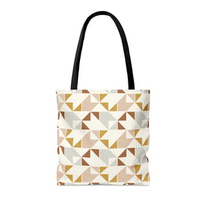 SOUTHWEST CHECKERED QUILT // Peach, Grey, Rust & Mustard // Tote Bag //