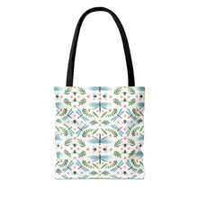 Load image into Gallery viewer, DRAGONFLY TRELLIS // Teal Blue // Tote Bag //