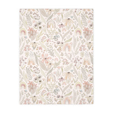 Load image into Gallery viewer, BUTTERFLY RAINBOW FLORAL // Peachy Pink // Velveteen Minky Blanket