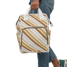 Load image into Gallery viewer, SOUTHWEST DIAGONALS // Peach, Grey, Rust &amp; Mustard // Diaper Backpack //