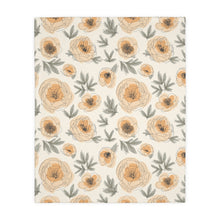 Load image into Gallery viewer, BOHO OUTLINED FLORAL // Peach &amp; White // Velveteen Minky Blanket