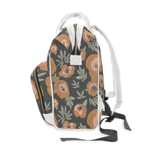 Load image into Gallery viewer, BOHO OUTLINED FLOWERS // Charcoal // Diaper Backpack //