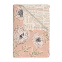 Load image into Gallery viewer, BOHO OUTLINED FLORAL // Peachy Pink // Velveteen Minky Blanket