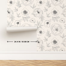 Load image into Gallery viewer, BOHO OUTLINED FLOWERS in white &amp; black