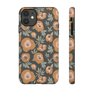BOHO OUTLINED FLORAL // Charcoal // Dual-Layer Case //