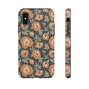 BOHO OUTLINED FLORAL // Charcoal // Dual-Layer Case //