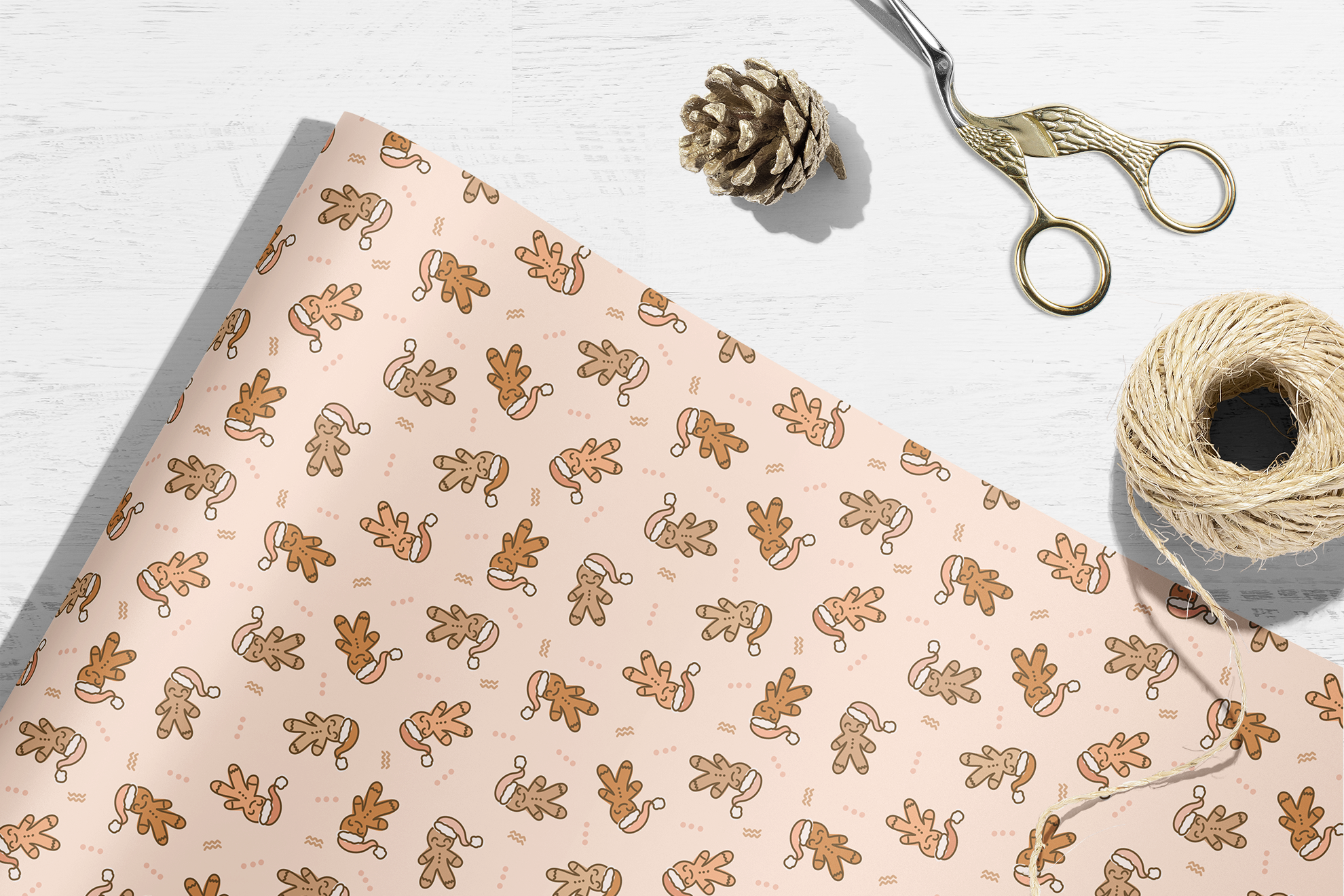 Boho Gingerbread Christmas - Wrapping Paper Sheets