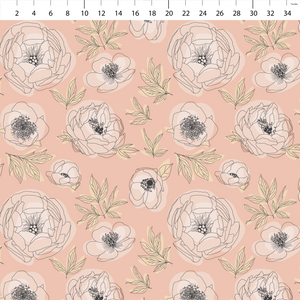 Boho Outlined Flowers in Peachy Pink
