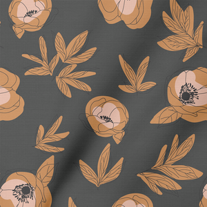 Boho Small Outlined Flowers in Charcoal and Orange