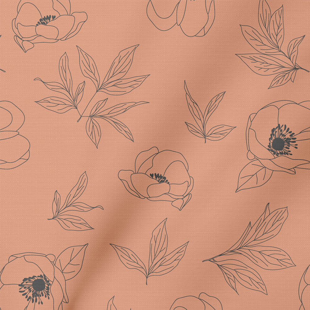 Boho Small Outlined Flowers in Salmon