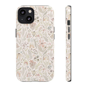 BUTTERFLY RAINBOW FLORAL // Peachy Pink // Dual-Layer Case //