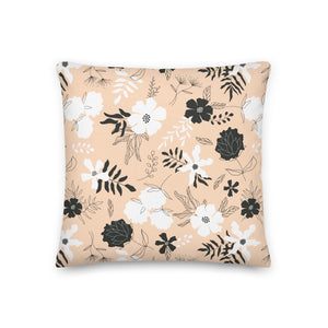 IN BLOOM throw pillow in soft peach