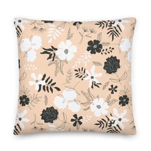 IN BLOOM throw pillow in soft peach
