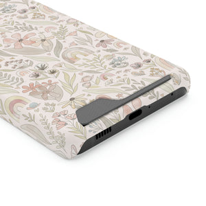 BUTTERFLY RAINBOW FLORAL // Peachy Pink // 1-Card Wallet Case //